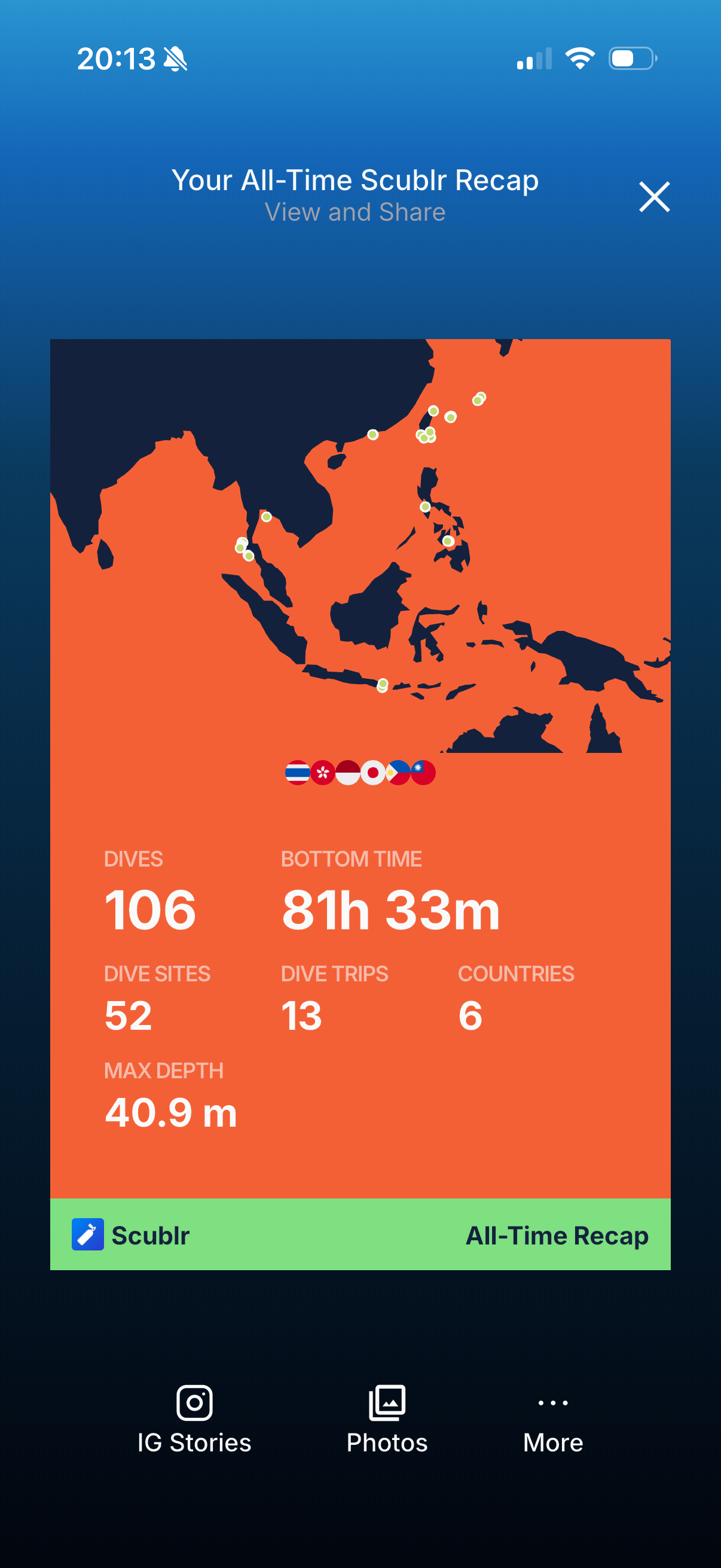 Scublr all-time recap share screen